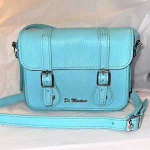 Dr. Martens 7 Inch Pisa Leather Crossbody Turquoise Bag with Silver Hardware